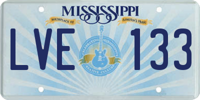 MS license plate LVE133