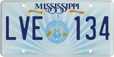 MS license plate LVE134