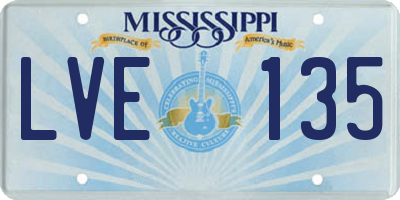MS license plate LVE135