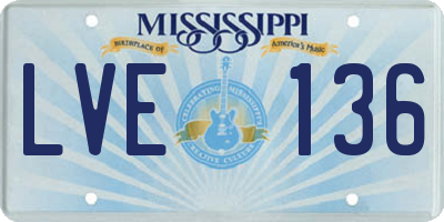 MS license plate LVE136