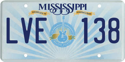MS license plate LVE138