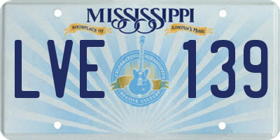 MS license plate LVE139
