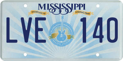 MS license plate LVE140