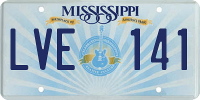 MS license plate LVE141