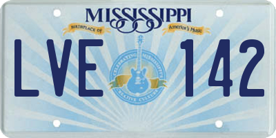 MS license plate LVE142