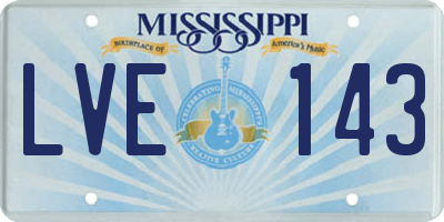 MS license plate LVE143