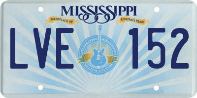MS license plate LVE152