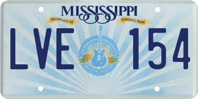 MS license plate LVE154