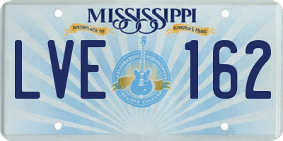 MS license plate LVE162