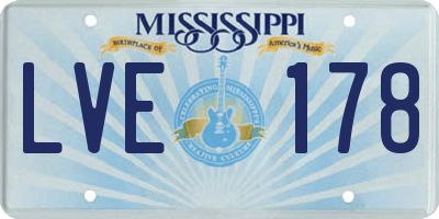 MS license plate LVE178