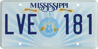 MS license plate LVE181