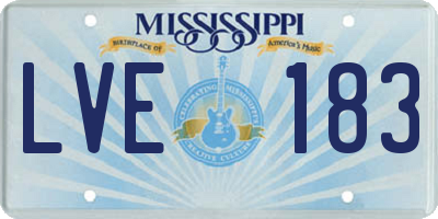 MS license plate LVE183