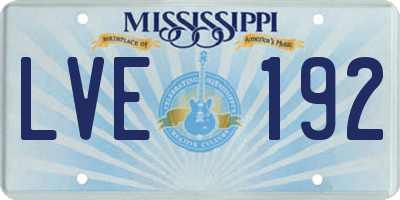 MS license plate LVE192