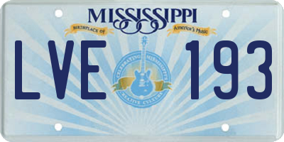 MS license plate LVE193