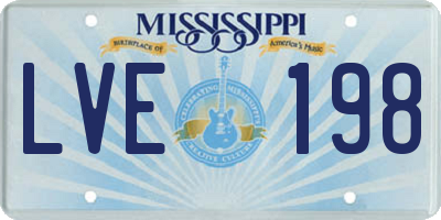 MS license plate LVE198