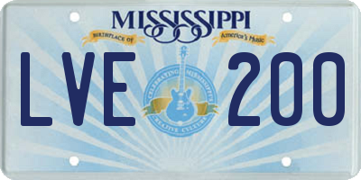 MS license plate LVE200