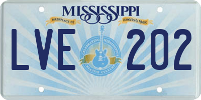 MS license plate LVE202