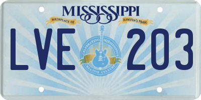 MS license plate LVE203