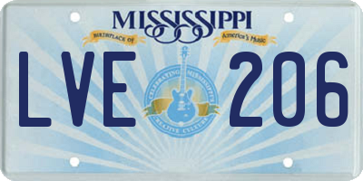 MS license plate LVE206