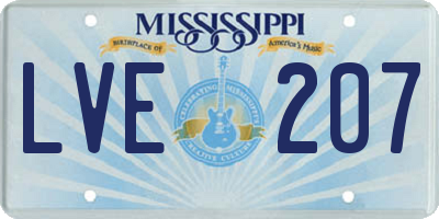 MS license plate LVE207