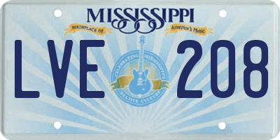 MS license plate LVE208