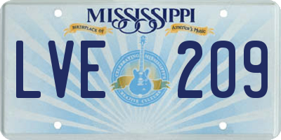 MS license plate LVE209