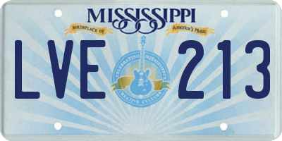 MS license plate LVE213