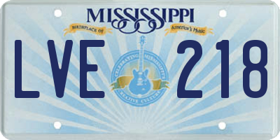 MS license plate LVE218