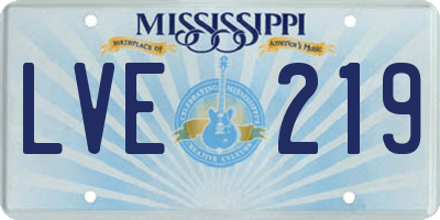 MS license plate LVE219