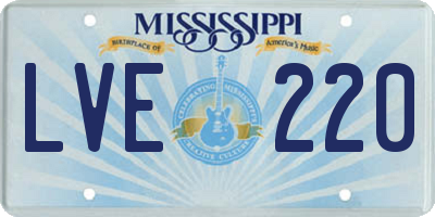 MS license plate LVE220