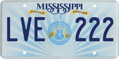MS license plate LVE222