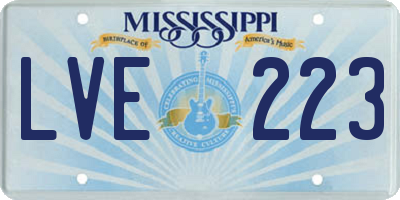 MS license plate LVE223