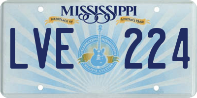 MS license plate LVE224