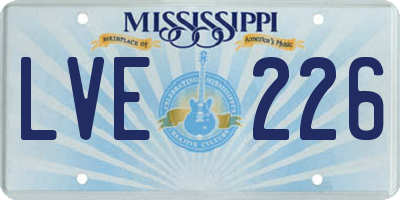 MS license plate LVE226