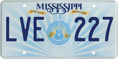 MS license plate LVE227