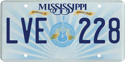 MS license plate LVE228