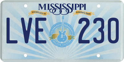 MS license plate LVE230