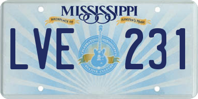 MS license plate LVE231