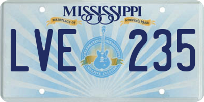 MS license plate LVE235