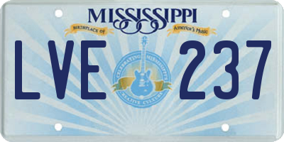 MS license plate LVE237
