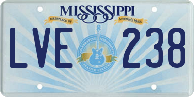 MS license plate LVE238