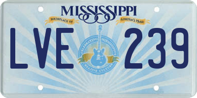 MS license plate LVE239