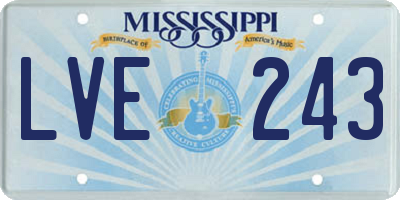 MS license plate LVE243