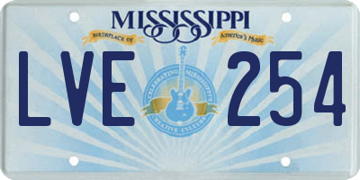 MS license plate LVE254