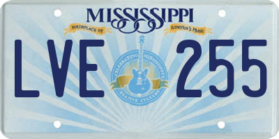 MS license plate LVE255
