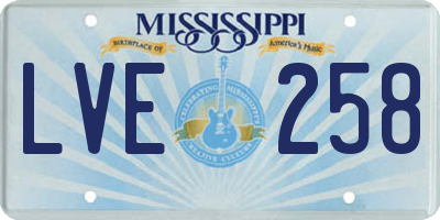 MS license plate LVE258
