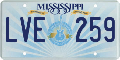 MS license plate LVE259