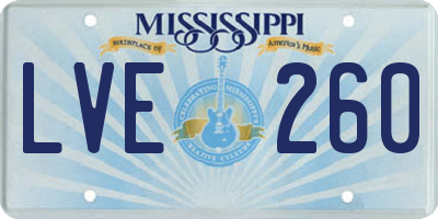 MS license plate LVE260