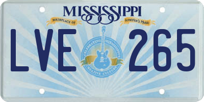 MS license plate LVE265