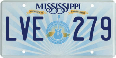 MS license plate LVE279
